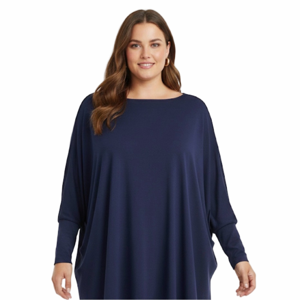 Pretty Asymmetrical Blue Women Lady Female Top Plus Size 3X